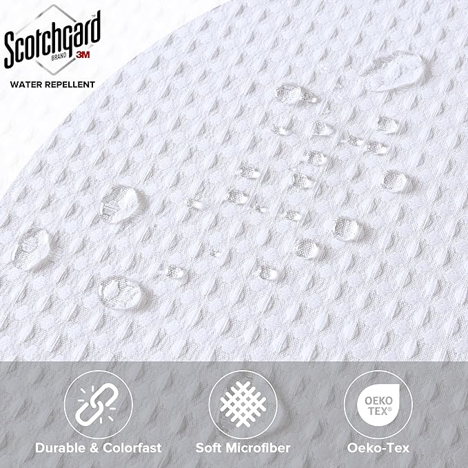 Madison Park Shower Curtain Waffle Weave, Vibrant Dyed, Waffle Shower Curtain 3M Scotchgard Moisture Management, Farmhouse Long Shower Curtains for Bathroom, Long: 72x78 White