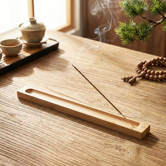 2 PCS Incense Holder for Sticks, Natural Bamboo Incense Stick Holder Incenses Burner for Meditation, Yoga, Home Decor, SPA, Table Decor