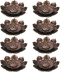 uxcell 8pcs Incense Burner Kit, Brass Lotus Stick Incense Holder 6 Incense Holes Detachable Ash Catcher for Yoga, Meditation, Copper