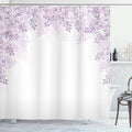 Ambesonne Flower Shower Curtain, Framing Lilac Flowers in Blossom Vernal Season Soothing Color Shades, Cloth Fabric Bathroom Decor Set with Hooks, 69" W x 70" L, Lavender White