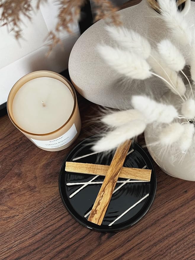 Bursera Onyx Ceramic Plate, Tree Planted with Every Order, Smudging Tray for Palo Santo, White Sage, Incense Burner and Jewelry Dish, Decorative Plate