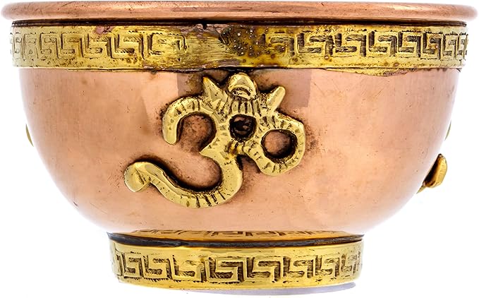 Om Copper Bowl - Offering Bowl for Altar or Ritual Use - Incense Holder, Home Decor - 3 Inches Wide