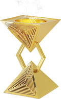 Geometric Charcoal Incense Burner Holder- Gold Electroplated Metal Burner with Anti-Oxidation Coating, Premium Bakhoor Burner for Home Decor and Meditation, Unique Triangle Design Spiritual Gift