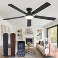 ZMISHIBO 60 Inch Flush Mount Ceiling Fan with Light, Remote&APP, Black | 6-Speed Quiet DC Motor, Dimmable 24W LED with 3CCT (3000K-6500K), Modern Low Profile for Living Room, Bedroom, Kitchen
