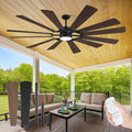 62 Inch 12-Blade Black Ceiling Fan with Light and Remote, for Patio Shop Garage, High CFM Wind Mill Farmhouse Indoor Outdoor Ceiling Fan, Dual Color, 3CCT, 3 Downrods, 6-Speed, DC Motor