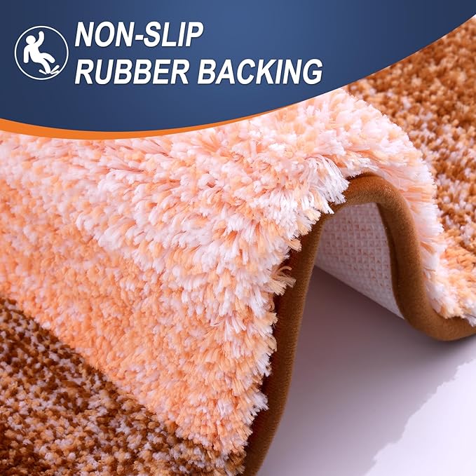 OLANLY Small Bathroom Rugs Mat 24x16, Extra Soft Absorbent Microfiber Bath Rugs, Rubber Backing, Quick Dry, Machine Washable Bath Mat for Bathroom Floor, Tub and Shower, Home Decor Accessories, Orange