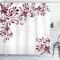 Ambesonne Oriental Shower Curtain, Floral Ivy Swirls and Leaves Abstract Modern Frame Like Artwork Image, Cloth Fabric Bathroom Decor Set with Hooks, 69" W x 70" L, Maroon Eggshell