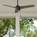 Hunter 44" Cassius Indoor/Outdoor Ceiling Fan, Pull Chain, Noble Bronze | Covered patios and porches get a no-light design, droop-free blades, and compact scale for offices or small rooms.