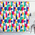 Ambesonne Winery Shower Curtain, Colorful Silhouettes of Cocktail Glasses and Wine Bottles Pattern Bar Party Alcohol Drinks, Cloth Fabric Bathroom Decor Set with Hooks, 69" W x 84" L, Magenta Navy
