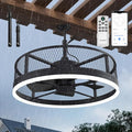 20'' Outdoor Ceiling Fan with Light, IP65 Waterproof Gazebo Hanging Fan, Remote Control, 3CCT, 6-Speed, Plug-in Caged Ceiling Fan for Patio Porch Pergola, Works with Alexa & Google Assistant