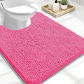 OLANLY Toilet Rugs U-Shaped 24x20, Extra Soft Absorbent Chenille Contour Bathroom Rugs for Toilet, Dry Quickly, Machine Washable, Non-Slip Bath Mat, Hot Pink