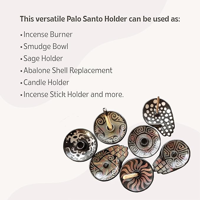 Palo Santo Holder with 5 Sticks - Luna Sundara Handmade Ceramic Incense Burner - Black & White Chulucanas Pottery from Peru - Smudge Bowl for Sage - Aromatherapy Gift Set