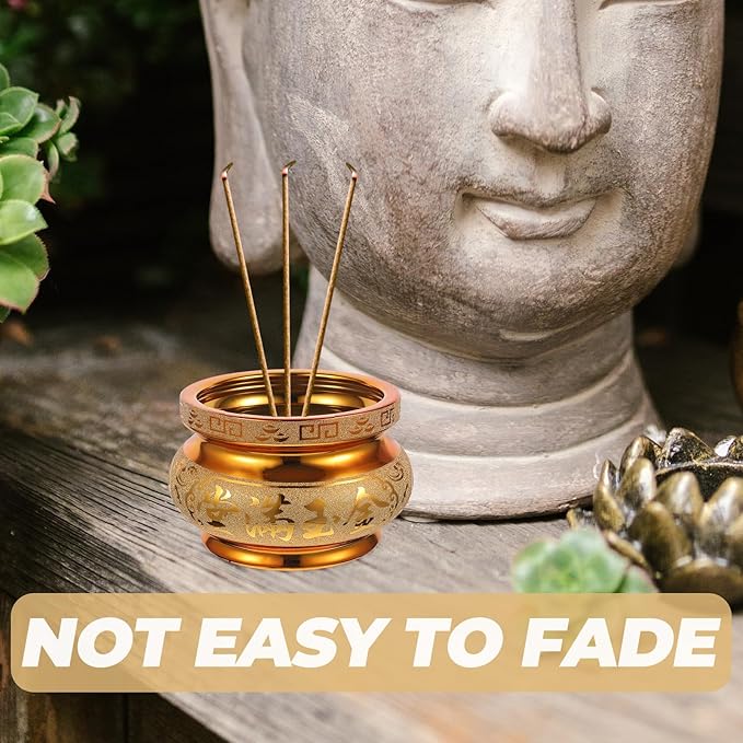 Yardwe Ceramic Incense Burner 6 Inch Golden Incense Holder Bowl Feng Shui Censer for Home Decor Spiritual Offerings