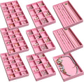 Frebeauty Jewelry Trays for Drawer,Set of 9 Jewelry Organizer and Storage | Velvet Material,Earring Holder Organizer,Stackable Jewelry Display for Vanity,Drawer Inserts for Rings,Studs,8.3×4.9 inch