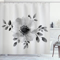Ambesonne Flower Shower Curtain, Watercolor Image of Single Plant and Leaves Abstract Botany Design Modern Artwork, Cloth Fabric Bathroom Decor Set with Hooks, 69" W x 70" L, Pale Grey