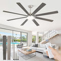 80 Inch Ceiling Fan with Light, Brushed Nickel Ceiling Fan with Large LED Panel, Quiet Reversible DC Motor, 6-Speeds, 3CCT, Indoor/Outdoor Ceiling Fans with Lights for Patio, Livingroom, Garage