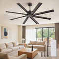 ZMISHIBO 65 Inch Industrial DC Motor Ceiling Fan, Large Ceiling Fan with 8 Reversible Blades, 3 Downrods, 6-Speed Remote Control, Home or Commercial Ceiling Fans for Porch/Garage/Shop, Oil-bronze