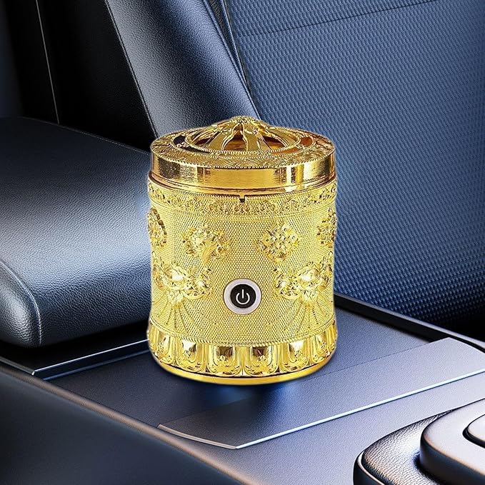 Generic Alloy Incense Burner Incense Holder Quick Heating Portable New Year Gift Decor Accessories Ornament for Bedroom Tea Table, Golden