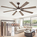 ZMISHIBO 65 Inch Ceiling Fans with Lights and Remote, Bronze Large Ceiling Fan with 3000-6000K Dimmable, Quiet Reversible DC Motor, 6 Speeds, 8 Blades Indoor/Outdoor Ceiling Fan for Patios Living Room