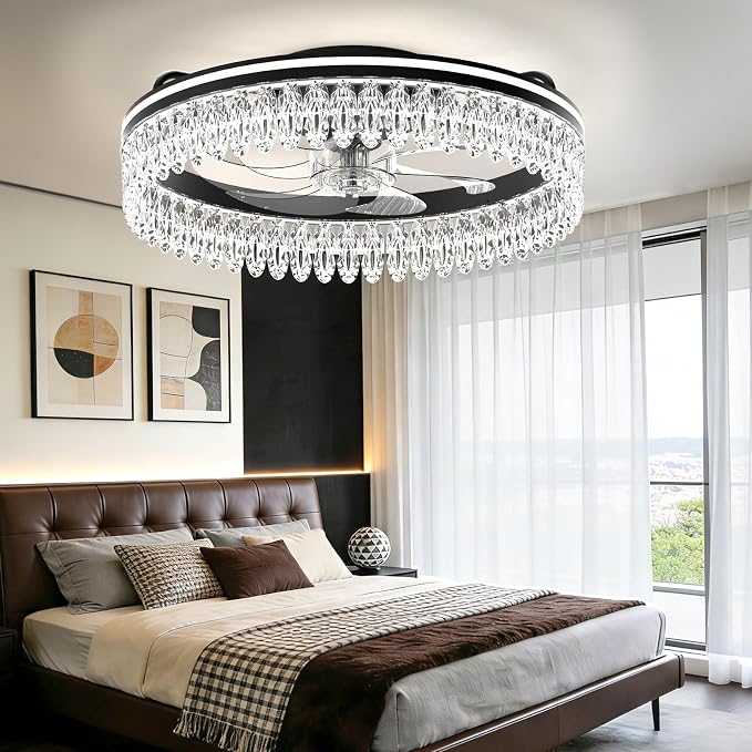 AIKVSXER Ceiling Fan with Lights and Remote, 20in Modern Ceiling Fans | 3000K-6500K Smart Ceiling Fans with Lights, Low Profile Flush Mount Ceiling Fan with Light, Quiet Ceiling Fan for Bedroom