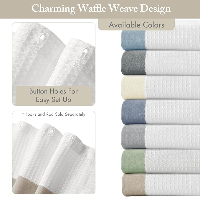Madison Park Spa Waffle Shower Curtain Pieced Fabric with 3M Scotchgard Moisture Management Modern Home Bathroom Decorations, Stall 54"x78", Taupe