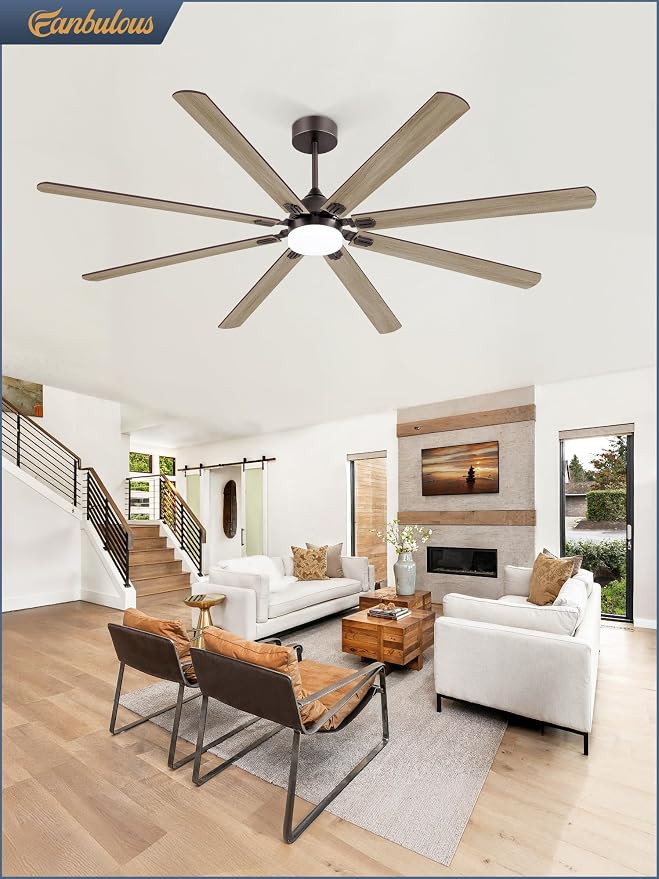 Fanbulous 84 Inch Ceiling Fans with Lights, Oil Bronze Modern Ceiling Fan with Remote,Large Farmhouse Indoor & Outdoor Ceiling Fan with 8 Dual Finish Blades, Quiet DC Motor, Bright LED Light