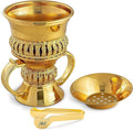 AM Regal Metal Incense Burner - Bakhoor Burner Mubkhara – Frankincense Resin Burner - Ideal for Yoga, Spa & Aromatherapy (Gold)