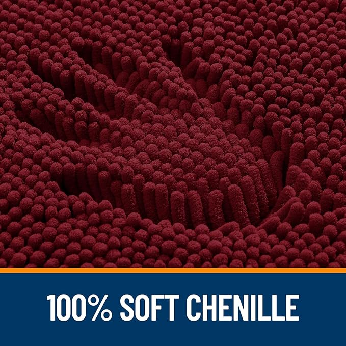 OLANLY Bathroom Runner Rugs 59x24, Soft Absorbent Chenille Bath Rugs, Rubber Backing Quick Dry, Machine Washable Long Bath Mats for Bathroom Floor, Tub and Shower, Home Decor Accessories, Burgundy