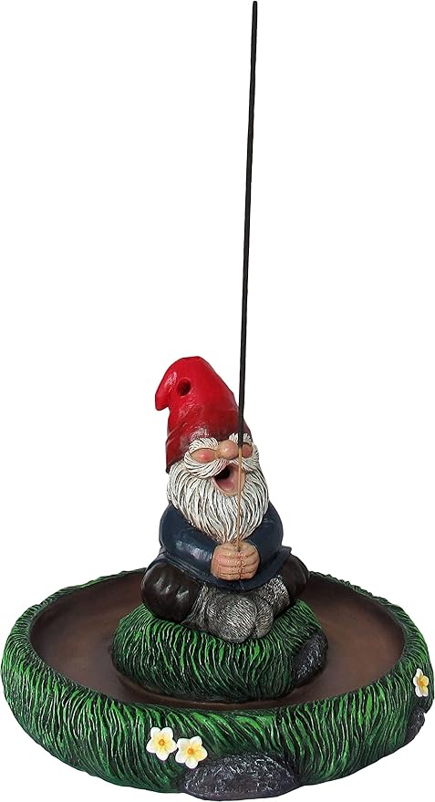 World of Wonders Ol' Smokey Gnaughty Gnomes Series Garden Gnome Incense Holder | Meditation Gifts for your Home Office | Home Fragrance Products and Aroma Therapy - 7.5"