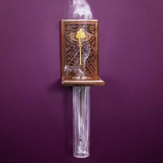 Handcrafted Wooden Unique Inverse Incense Holder with Efficient Ash Catcher Testube Design – Ideal Gift Option, Yoga Spaces, spa Corners, Altar Tables, and Mindful Living