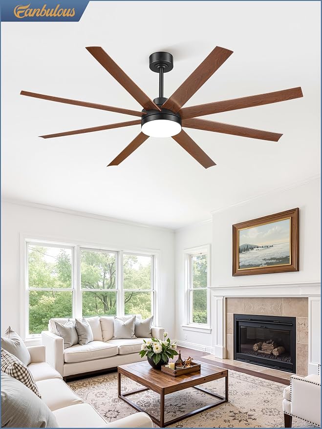 Fanbulous 65 Inch Large Ceiling Fans with Lights, Black Ceiling Fan with Remote Control, Dimmable, 3CCT, Quiet, Modern Ceiling fan For Living Room, Bedroom, Kitchen, Patio, Outdoor