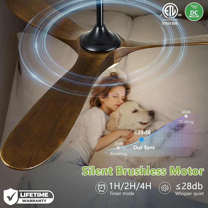 Haipeel 72 Inch Ceiling Fans with Lights, Wood Outdoor Ceiling Fan for Patio and Remote Control Rustic Propeller Large Ceiling Fans with Light Farmhouse Indoor Quiet High cfm, Oil Rubbed Bronze