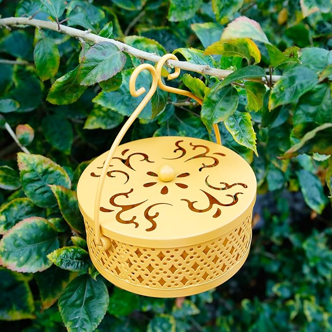 MyLifeUNIT Mosquito Coil Holder, Retro Portable Mosquito Incense Burner for Home and Camping (Yellow)