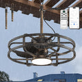 20" Outdoor Ceiling Fan with Light – Waterproof Plug-In Smart Fan for Porch, Pergola & Gazebo, 4CCT Color Adjustable, Alexa & Google Compatible, Caged Design, Brushed Gold Finish