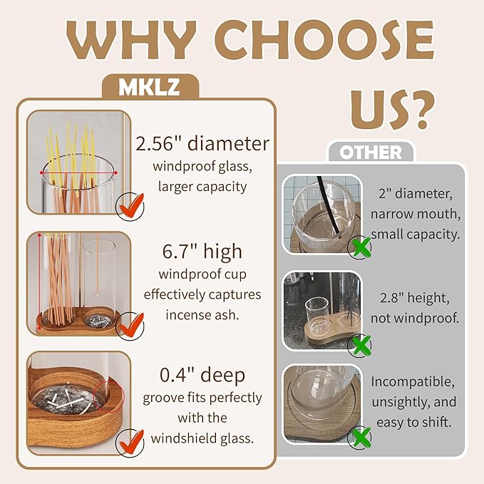 2 in 1 Incense Holder for Sticks with Glass Ash Catcher, Anti-Ash Flying Upside Down Insence Stick Burner, Modern Vertical Inscents-Sticks Holder for Yoga Spa Meditation Home Decor