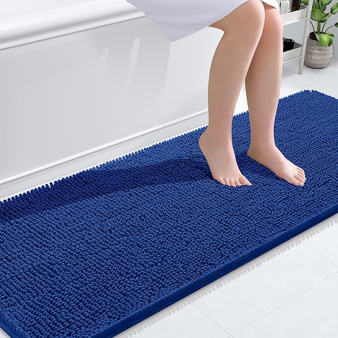 OLANLY Bathroom Runner Rugs 70x24, Soft Absorbent Chenille Bath Rugs, Rubber Backing Quick Dry, Machine Washable Long Bath Mats for Bathroom Floor, Tub and Shower, Home Decor Accessories, Royal Blue