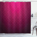 Ambesonne Magenta Shower Curtain, Antique Ornamental Monochrome Royal Drawing with Influence Bohemian Print, Cloth Fabric Bathroom Decor Set with Hooks, 69" W x 70" L, Purple