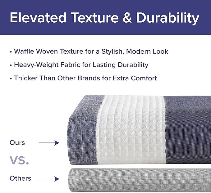 Madison Park Shower Curtain Spa Waffle Weave Wide Shower Curtain for Bathroom 3M Scotchgard Moisture Management, Spa Quality Modern Shower Curtains for Bathroom, Extra Width: 108"x72" Blue Ombre