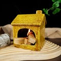 Mougigi Yellow House Palo Santo Burner Holder - Mini Ceramic Chiminea with Stable Base,Smudge Bowl for Burning Sage &Incense Cones-Perfect for Meditation,Yoga Spaces,Spiritual Altars,Home Decor& Gifts