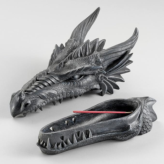 Design Toscano Stryker the Smoking Dragon Sculptural Incense Box