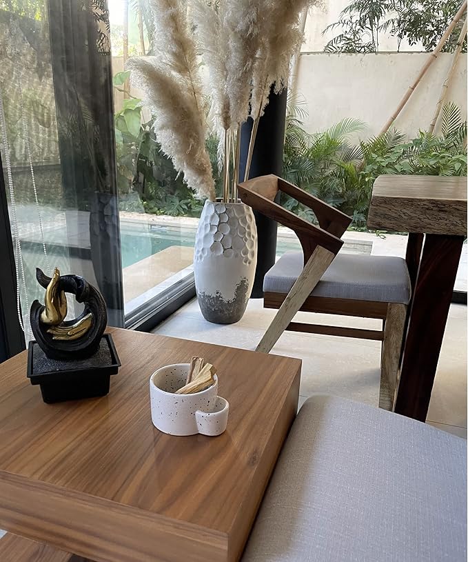Bursera White Ceramic Bowl, Tree Planted With Every Order, Decorative With Side Slot for Matches, Smudging Burn for Sage, Palo Santo, Matchstick Holder, Form for Candles