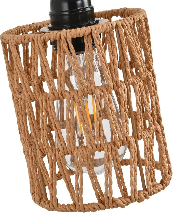 Plug in Wall Sconce,Farmhouse Wicker Wall Lamp Plug in,Hand Woven Rattan Wall Light Farmhouse Rustic Boho Sconces Wall Lighting for Living Room Bedroom