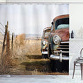 Ambesonne Vintage Car Shower Curtain, Classic Abandoned Rusty Wyoming Cars Antique Pictures Old Trucks Countryside, Cloth Fabric Bathroom Decor Set with Hooks, 69" W x 70" L, Brown Sepia