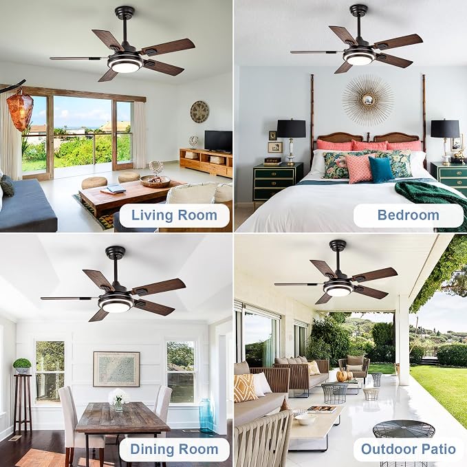 Depuley 42-Inch Ceiling Fan with Light: Walnut Ceiling Fans with 5 Blades Dual Finish Reversible - Farmhouse Ceiling Fan with Remote Control Noiseless for Living Room Outdoor Patios