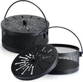 Lallisa 2 Pieces Mosquito Coil Holder Incense Coil Holder Round Retro Portable Metal Hanging Incense Burner Holders with Handle for Home Indoor Outdoor Camping Patio (Black)
