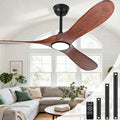 Ceiling Fans with Lights and Remote, Large Outdoor Ceiling Fan with Light Dimmable for Patios Living Room Bedroom Gazebo High CFM 3 Blade Propeller Indoor Damp Rated Fan (Walnut 72 Inch)