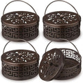 Lallisa 4 Pieces Mosquito Coil Holder Incense Coil Holder Round Retro Portable Metal Hanging Incense Burner with Handle for Home Camping Indoor Outdoor Patio (Bronze,Metal Sheet Included)