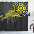 Ambesonne Grey and Yellow Shower Curtain, Music Street Design Inspired Geometrical Inner Circles Image, Cloth Fabric Bathroom Decor Set with Hooks, 69" W x 70" L, Charcoal Grey and Black
