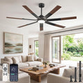 Fanbulous 66" Ceiling Fans with Lights and Remote, APP Control, Dimmable, 3CCT, Spliced Black & Wood Grain Farmhouse Ceiling Fan with DC Motor, Indoor/Outdoor Ceiling Fan for Living Room Patios