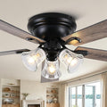 60 Inch Flush Mount Farmhouse Ceiling Fans with Lights and Remote | Reversible Blades Rustic Chandelier Fandelier with 6 Speeds, Vintage Low Profile Ceiling Fan for Living Room Bedroom Kitchen